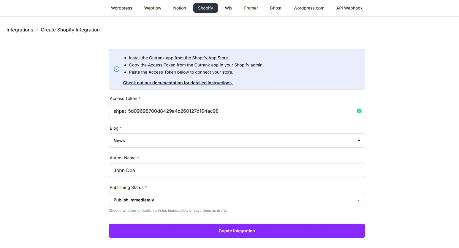 Configure Shopify integration settings