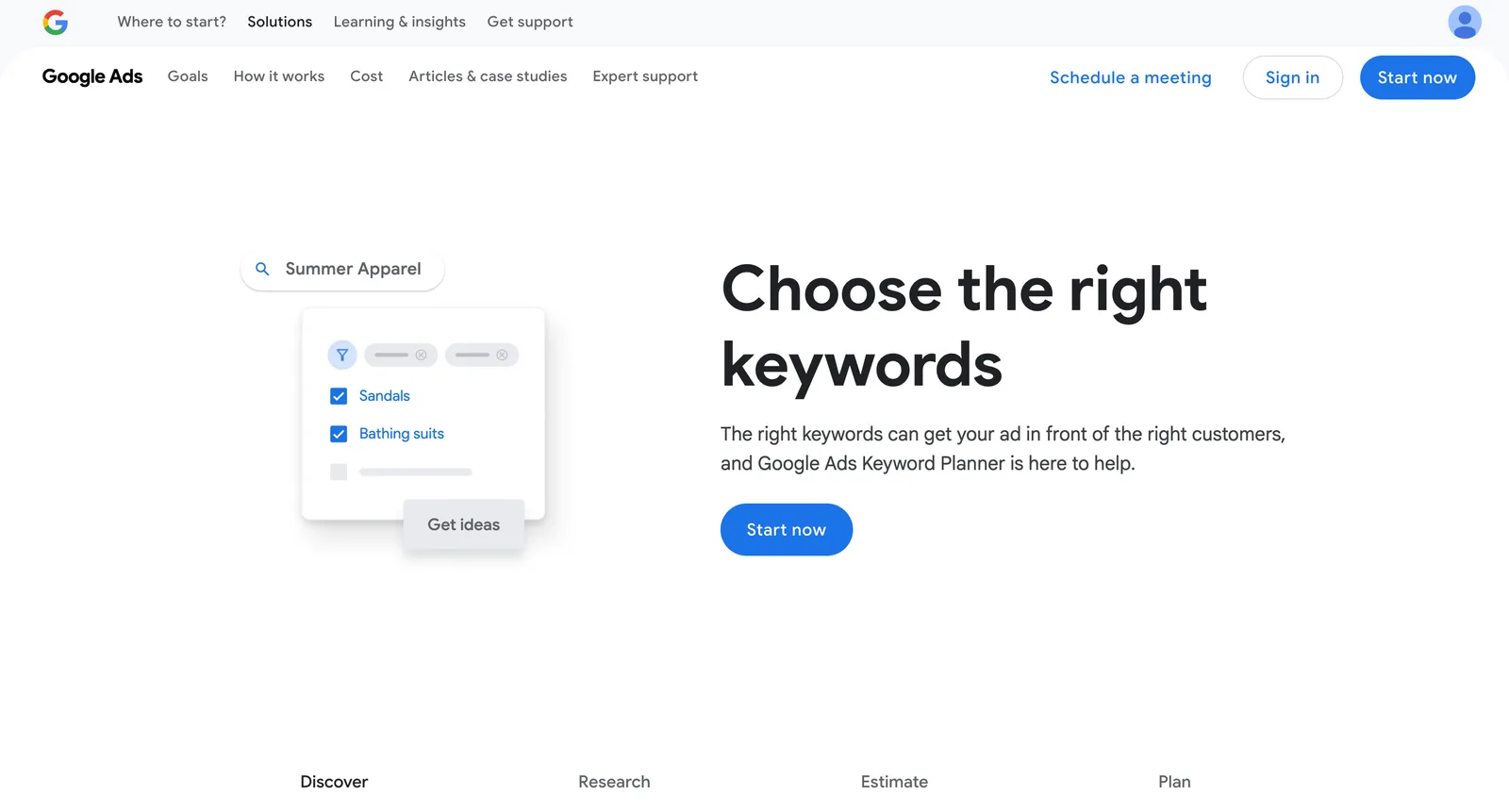 Google Ads Keyword Planner: choose the right keywords