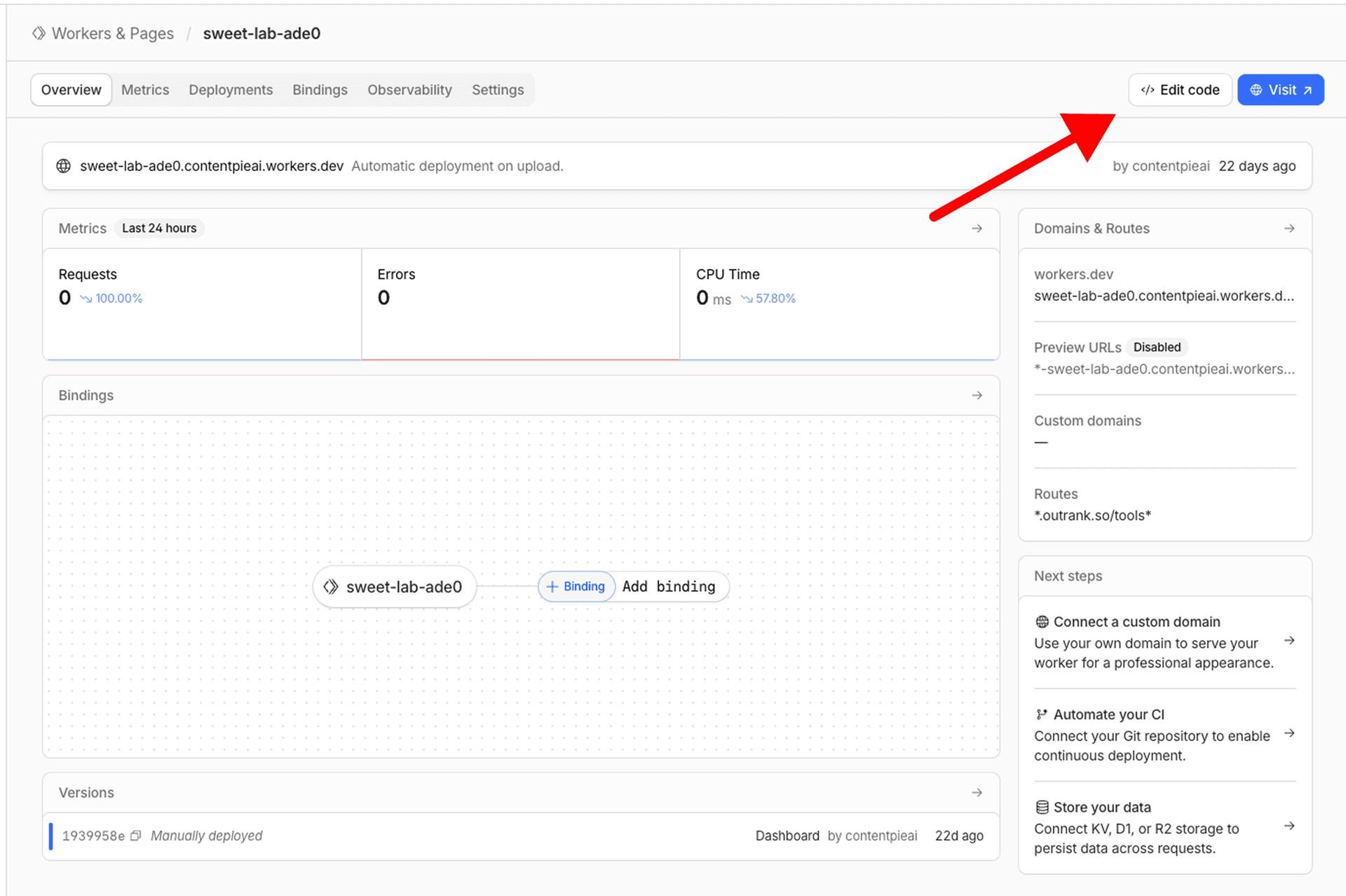 Creating a new worker in Cloudflare