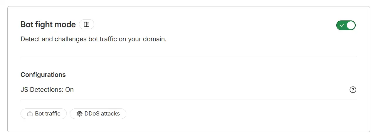 Cloudflare Bot Fight Mode toggle