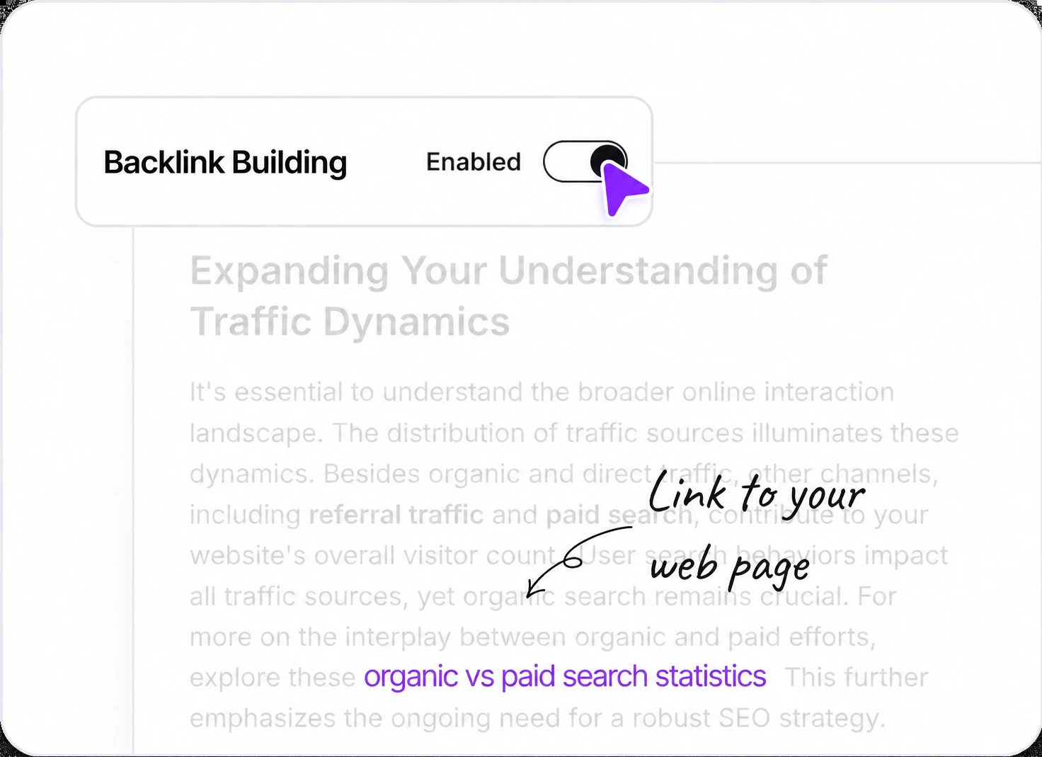 Turn on backlink building