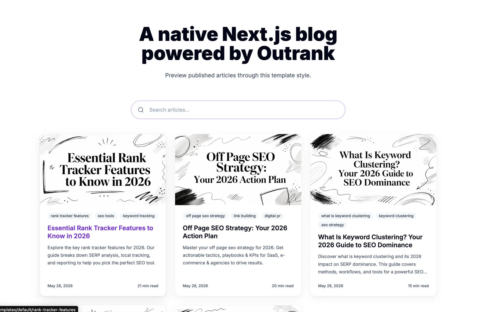 Default blog template preview