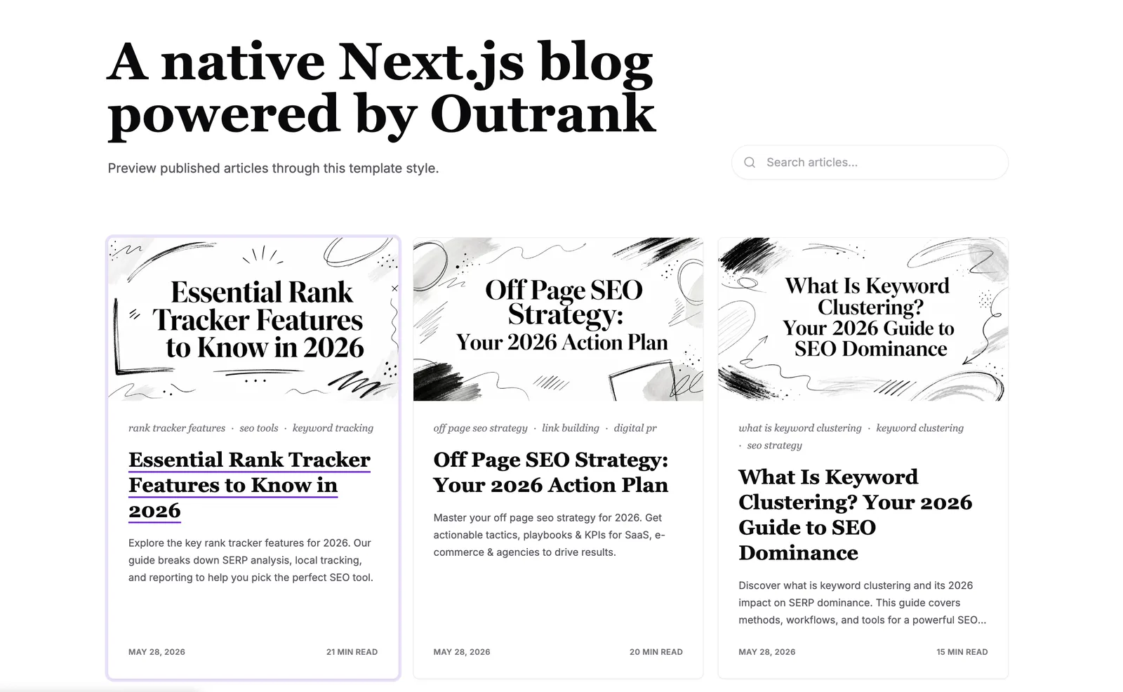 Editorial blog template preview
