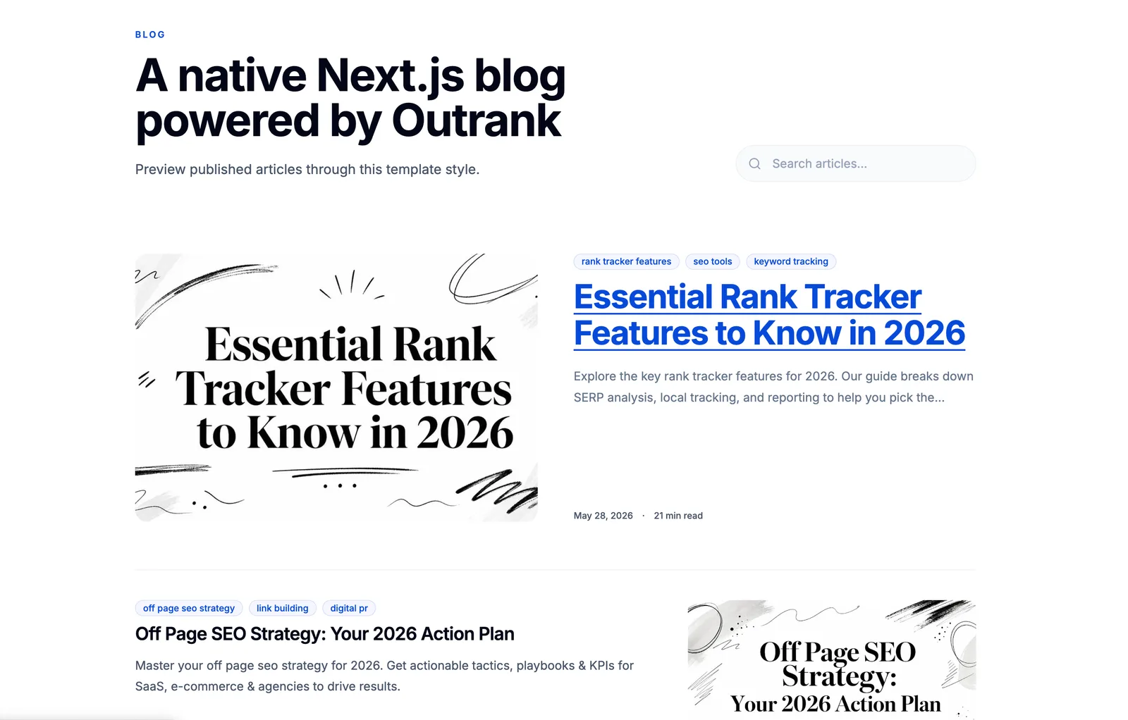 Journal blog template preview