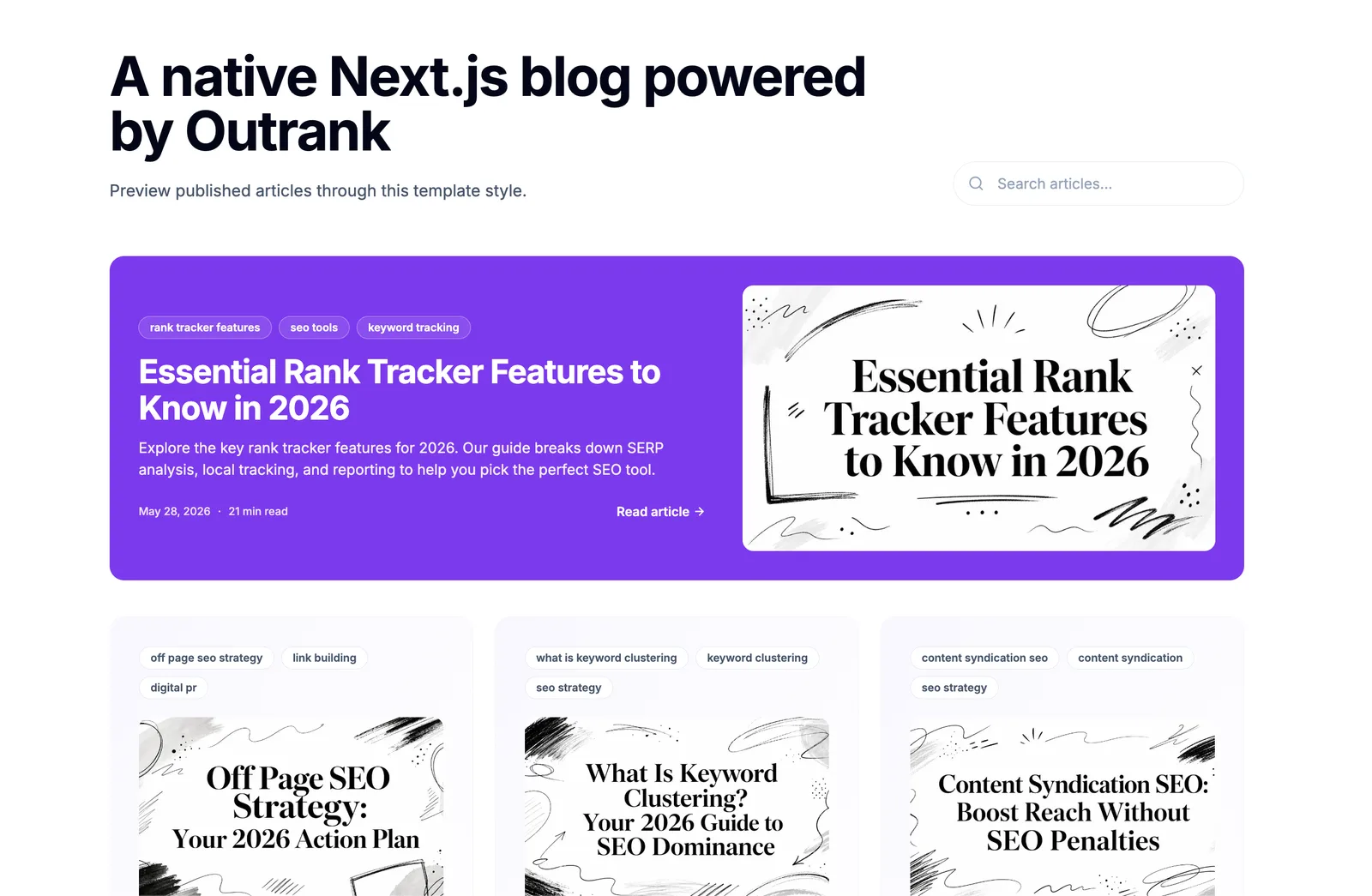 Outrank Classic blog template preview