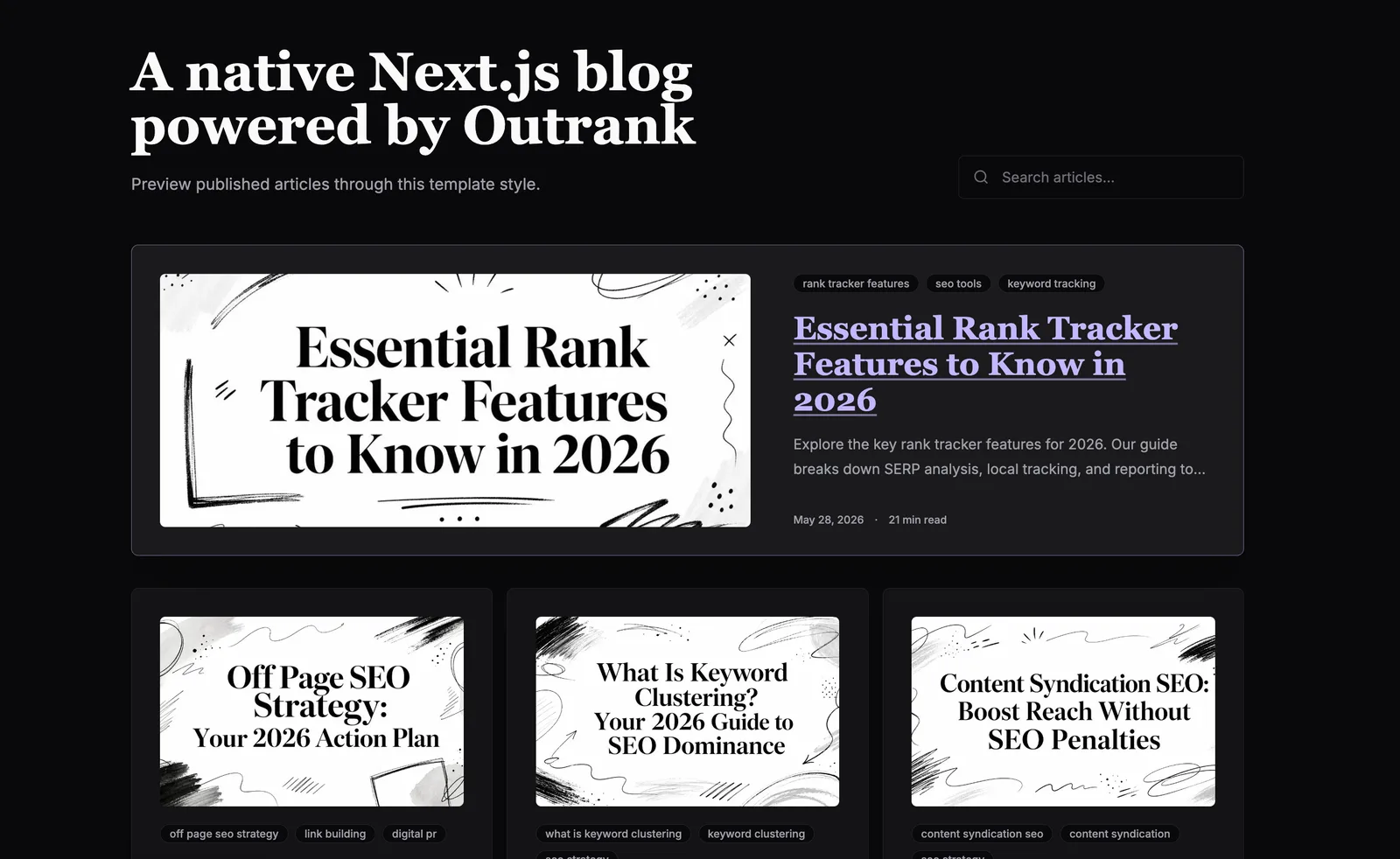 Studio Dark blog template preview