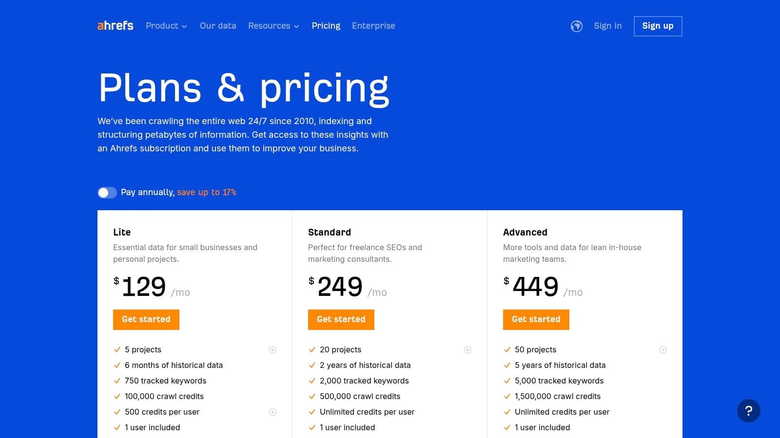 3\. Ahrefs Lite Plan
